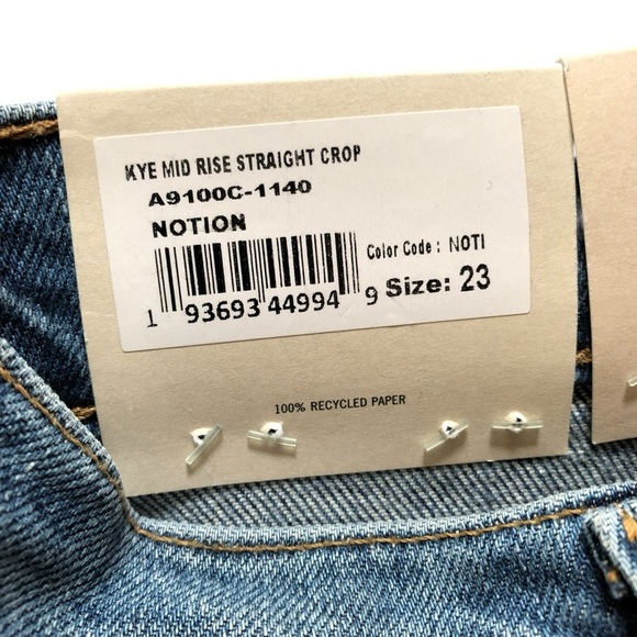 AGOLDE Kye Mid Rise Straight Crop Blue Jeans Size 23 Notion medium wash NWT NEW - Picture 13 of 16